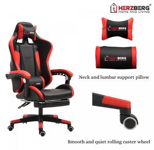 Herzberg HG-8080: Racing Car Style Ergonomic Gaming Chair Röd