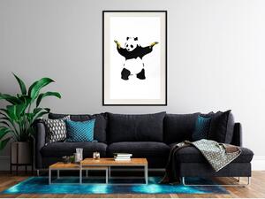 Inramad Poster / Tavla - Banksy: Panda With Guns - 20x30 Guldram med passepartout