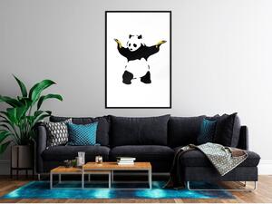 Inramad Poster / Tavla - Banksy: Panda With Guns - 20x30 Guldram med passepartout