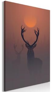 Canvas Tavla - Deers in the Fog Vertical - 40x60