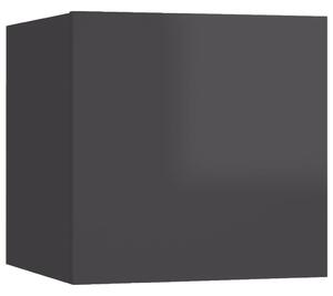 Väggmonterad tv-bänk grå högglans 30,5x30x30 cm