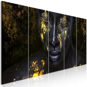 Canvas Tavla - Bathed in Gold (5 delar) Narrow - 100x40