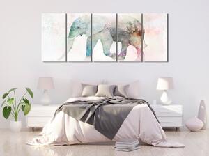 Canvas Tavla - Painted Elephant (5 delar) Narrow - 100x40