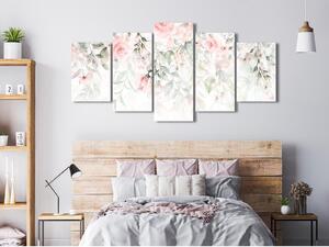 Canvas Tavla - Waterfall of Roses (5 delar) Wide - First Variant - 100x50