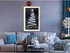 Inramad Poster / Tavla - Bright Christmas Tree - 30x45 Guldram med passepartout