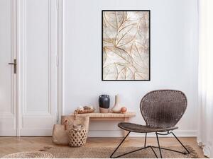 Inramad Poster / Tavla - Copper Leaves - 20x30 Guldram med passepartout