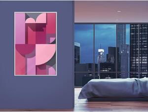 Inramad Poster / Tavla - Pink Geometry - 20x30 Svart ram