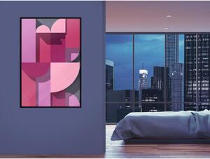 Inramad Poster / Tavla - Pink Geometry - 20x30 Vit ram