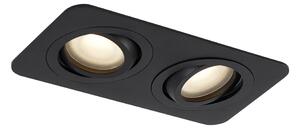 Rundad infälld spotlight svart GU10 50mm roterbar och lutningsbar IP44 2-ljus - Alberto
