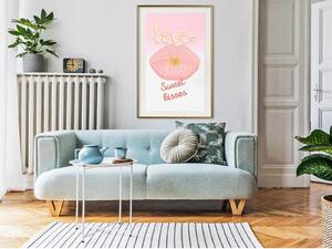 Inramad Poster / Tavla - Pink Kisses - 20x30 Guldram