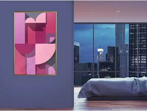 Inramad Poster / Tavla - Pink Geometry - 40x60 Svart ram