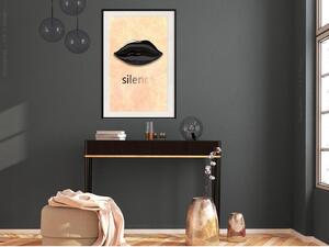 Inramad Poster / Tavla - Silent Lips - 20x30 Svart ram med passepartout