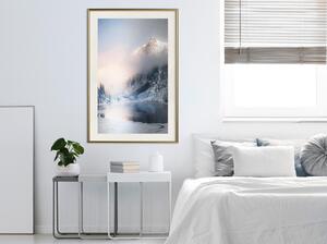 Inramad Poster / Tavla - Winter in the Mountains - 20x30 Vit ram med passepartout