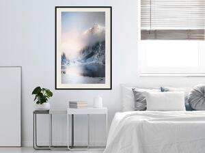 Inramad Poster / Tavla - Winter in the Mountains - 20x30 Vit ram med passepartout