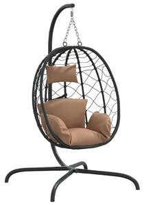Hängande stol med dyna taupe konstrotting & stål