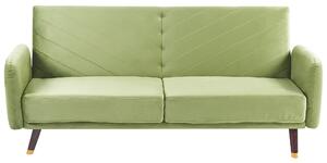 Bäddsoffa Olivgrön Sammet Modern 3-sits Träben Minimalistisk Design Vardagsrum Sovrum Beliani