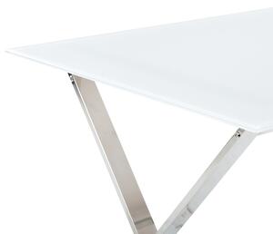 Matbord Vit och Silver Härdat Glas och Metallben Blank Finish 120 x 70 cm Rektangulär Glamourös Design Beliani