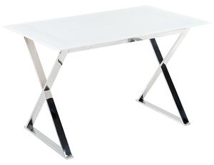 Matbord Vit och Silver Härdat Glas och Metallben Blank Finish 120 x 70 cm Rektangulär Glamourös Design Beliani