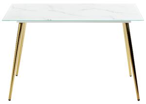 Matbord Marmorfinish och Guld Härdat Glas och Rostfritt Stål Blank finish 120 x 70 cm Rektangulärt Glam Design Kök Matsal Beliani