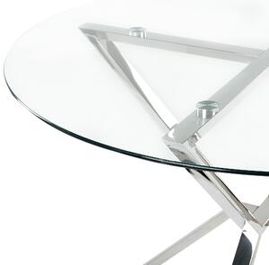 Matbord Silver Genomskinligt och Härdat Glas Metallben ⌀ 105 cm Blank Finish Rektangulär Glamourös Design Kök Matsal Beliani