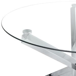 Matbord Silver Metall Underrede Transparent Glasskiva ø 110 cm Rund Modern Design Matsal Kök Beliani