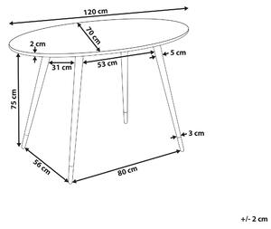 Matbord Marmorfinish och Vit MDF och Bordsben i Metall 120 x 70 cm Glansig finish Oval Glam Matsal Kök Beliani