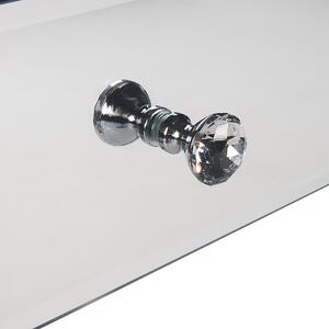 Soffbord Silver Spegelglas med Låda 110 x 47 cm Fuskkristall Metall Glam Design Vardagsrum Sovrum Beliani