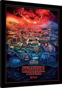 Inramad poster Stranger Things - Hawkins Town