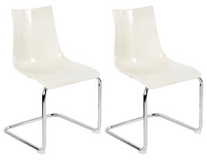 Matstolar Set om 2 Off-White Plast Cantilever Metallunderrede Modern Stil Ergonomiska Stolar För Kök och Matsal Beliani