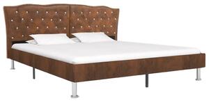 Säng med memoryskummadrass brun tyg 160x200 cm