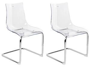 Matstolar Set om 2 Transparent Plast Cantilever Metallunderrede Modern Stil Ergonomiska Stolar För Kök och Matsal Beliani