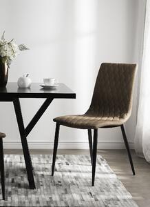 Stol 2 st Ljusbrun Konstläder Klädd Ryggstöd Svarta Ben Vintage Design Beliani