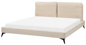 Dubbelsäng 180 x 200 cm Beige Boucle Lamellbas Sängram Modern Beliani