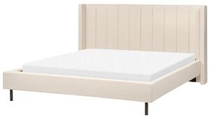 Dubbelsäng 180 x 200 cm Sängram Beige Boucle Lamellbas Beliani