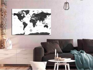 Canvas Tavla - Black and White Map Wide - 90x60