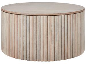 Soffbord Ljust Mangoträ Underrede ⌀ 70 cm med Förvaring Klassisk Modern Design Vardagsrum Beliani