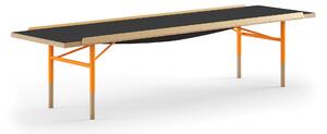 House of Finn Juhl - Table Bench Small, With Brass Edges, Black Linoleum, Orange Steel - TV-bänkar - Finn Juhl - Orange,Träfärgad,Svart - Metall/Trä/Plast