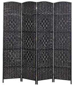 Rumsavdelare Svart papper rep poppel trä ram 4 paneler fällbara dekorativa skärm partition vardagsrum sovrum traditionell design Beliani