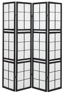 Rumsavdelare Svart tall Trä Syntetiskt material 4 paneler Fällbara Dekorativa skärm Partition Vardagsrum Sovrum Traditionell design Beliani