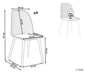 Uppsättning med 4 matstolar Ljusblå syntetisk sits och ben Öppen nätdesign Ryggstöd Modern minimalistisk Beliani
