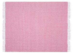 Filt Rosa Bomull 130 x 160 cm Sängöverkast Boho Hampton-stil Beliani