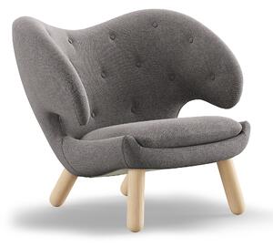 House of Finn Juhl - Pelican Chair With Buttons, Clear oiled oak, Cat. 4 Vidar 152 - Fåtöljer - Finn Juhl - Träfärgad,Grå - Trä/Textilmaterial