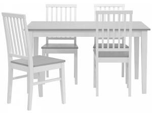 Matgrupp: Fårö matbord - vit/grå - 140 cm + 4 st Fårö stol - vit/grå