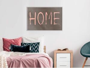 Inramad Poster / Tavla - Simply Home (Pink) - 90x60 Guldram