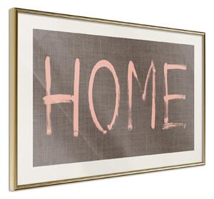 Inramad Poster / Tavla - Simply Home (Pink) - 90x60 Svart ram