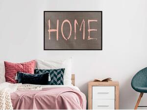 Inramad Poster / Tavla - Simply Home (Pink) - 90x60 Guldram med passepartout