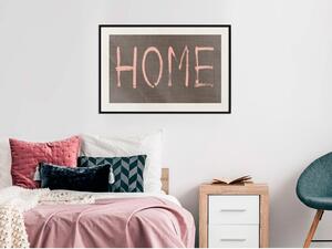 Inramad Poster / Tavla - Simply Home (Pink) - 90x60 Guldram med passepartout