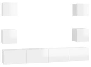 TV-skåp 6 delar vit högglans konstruerat trä
