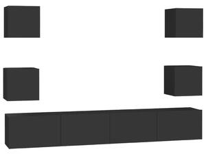 Tv-skåp 6 delar svart konstruerat trä