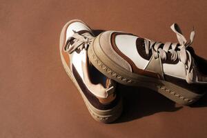 Fotografi Sneakers in brown tones on a, Maryna Terletska